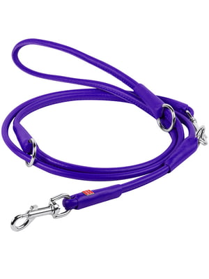 Круглый кожаный поводок-перестежка для собак Glamour 122, 142, 183 см 10 мм Фиолетовый | 6388320
