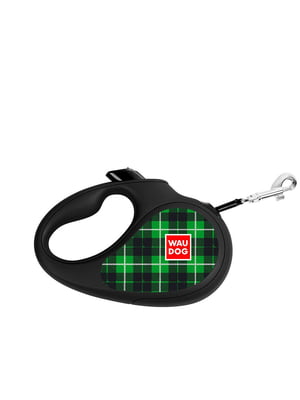 Повідець-рулетка з малюнком "Шотландка зелена", розмір XS, для собак до 12 кг, 3 м | 6388605