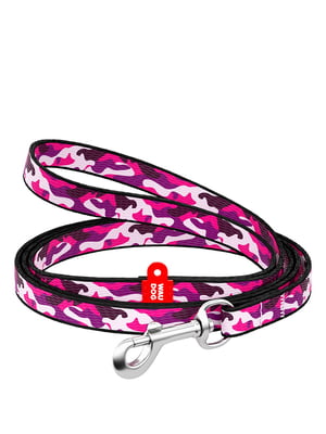 Нейлоновий повідець Nylon з малюнком "Рожевий камо" для дрібних порід собак та котів 122 см 10 мм | 6388682