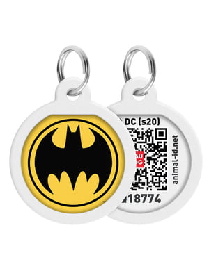 Адресник Smart ID с QR-паспортом, дизайн "Бэтмен лого", диаметр 25 мм | 6388733