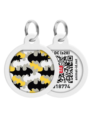Адресник Smart ID с QR-паспортом, дизайн "Бэтмен узор", диаметр 25 мм | 6388739