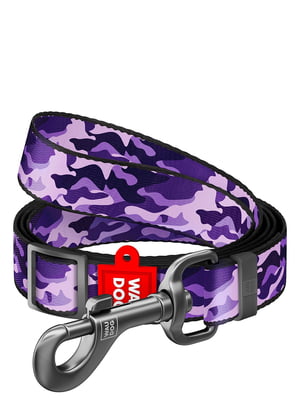Нейлоновый поводок для собак регулируемый Nylon, рисунок "Фиолетовый камо" 152-183 см 20 мм | 6388831