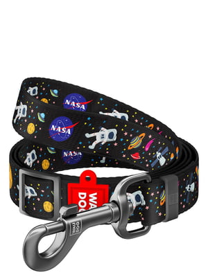 Нейлоновый поводок для собак регулируемый Nylon, рисунок "NASA" 152-183 см 15 мм | 6388839