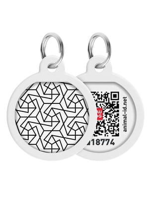 Адресник Smart ID с QR паспортом, премиум, рисунок "Геометрия", диаметр 25 мм | 6388867
