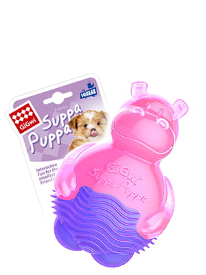Игрушка для собак Suppa Puppa Бегемотик с пищалкой, розовый, резина, 9 см | 6389298