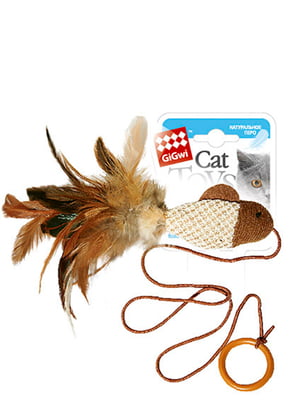 Іграшка для котів Teaser Дразнилка-рибка на палець, перо, текстиль, 7 см | 6389308