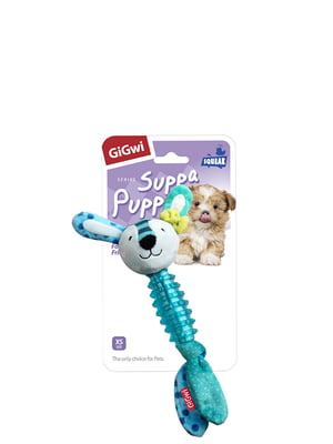 Іграшка для собак Suppa Puppa Заєць з пищалкою, текстиль/гума, 15 см | 6389309