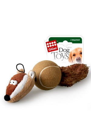 Игрушка для собак Catch&fetch Барсук с 2-мя пищалками, искусственный мех, теннисная резина, веревка, 32 см | 6389325
