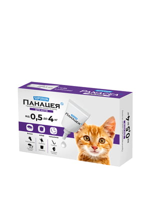 Протипаразитарні краплі на холку Панацея для котів від 0,5 до 4 кг | 6389727