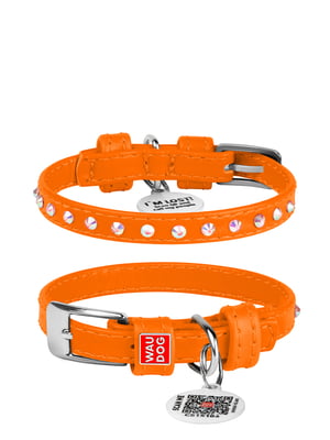 Ошейник для собак Glamour с клеевыми стразами 27-36 см 15 мм Оранжевый | 6390796