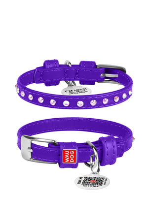 Нашийник для собак Glamour з клейовими стразами 27-36 см 15 мм Фіолетовий | 6390800