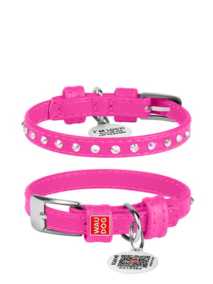 Ошейник для собак Glamour с клеевыми стразами 30-39 см 20 мм Розовый | 6390807