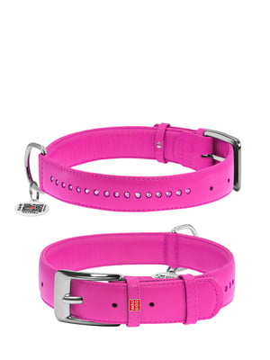 Нашийник для собак Glamour зі стразами 27-36 см 15 мм Рожевий | 6391523