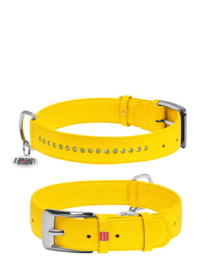 Ошейник для собак Glamour со стразами 46-60 см 35 мм Желтый | 6391545