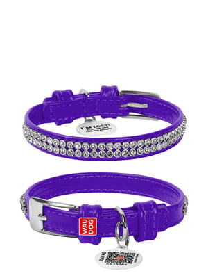 Ошейник для собак Glamour «Полотно стразы» 18-21 см 9 мм Фиолетовый | 6391554