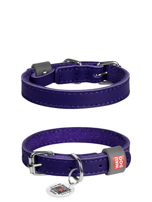 Шкіряний нашийник для собак Classic 19-25 см 12 мм Фіолетовий | 6391718