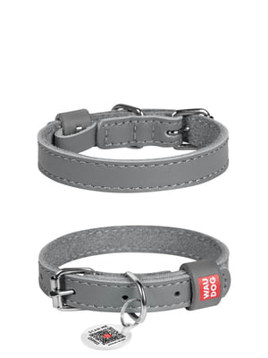 Кожаный ошейник для собак Classic 19-25 см 12 мм Серый | 6391719