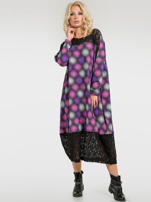 Платье А-силуэта фиолетовое в горошек | 6383575