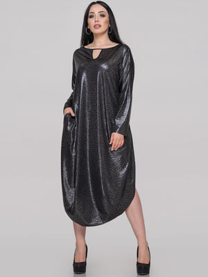 Сукня А-силуету чорна з анімалістичним принтом | 6384899