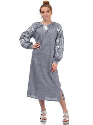 Сукня-вишиванка "Купава" сіра | 6394094