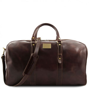 Дорожная сумка темно-коричневая с логотипом бренда | 6396760