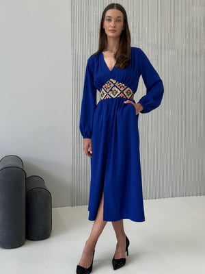 Сукня А-силуету синя з орнаментом | 6396930