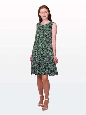Платье А-силуэта зеленое в горошек | 6334543