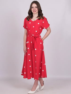 Сукня А-силуету червона в горошок | 6335043