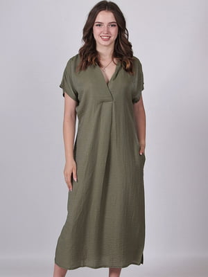 Сукня А-силуету кольору хакі | 6335145