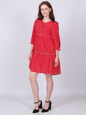 Сукня А-силуету червона в горошок | 6397788