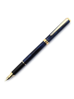 Перьевая ручка синяя в металлическом корпусе (тонкое (F)) | 6399542