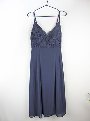 Сукня в білизняному стилі ажурна синя | 6399254