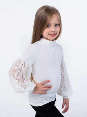 Блуза молочного цвета с гипюром | 6400082