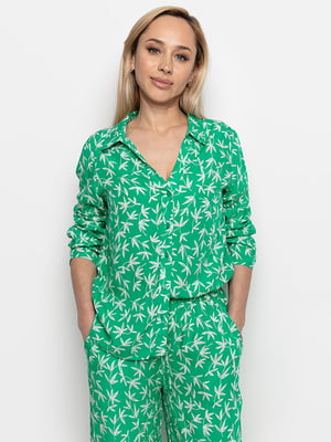 Блуза зеленая в принт | 6401308