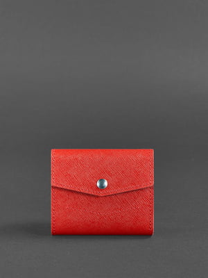Шкіряний гаманець червоний на кнопці | 6402257