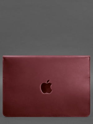 Шкіряний чохол-конверт на магнітах для MacBook 16" бордовий | 6402893