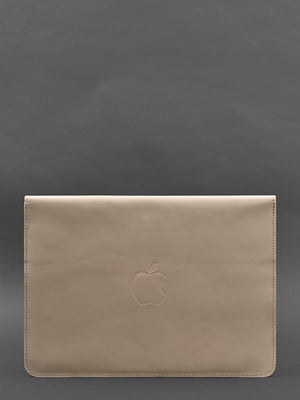 Шкіряний чохол-конверт на магнітах для MacBook 14 світло-бежевий | 6403427