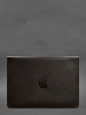Шкіряний чохол-конверт на магнітах для MacBook 14 темно-коричневий | 6403428