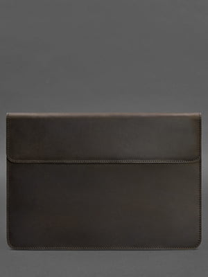 Шкіряний чохол-конверт на магнітах для ноутбука універсальний темно-коричневий | 6403728