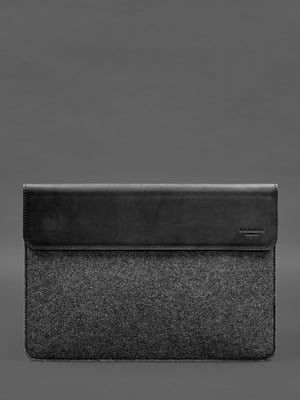 Чохол-конверт із клапаном шкіра+фетр для MacBook 14" чорний | 6403926