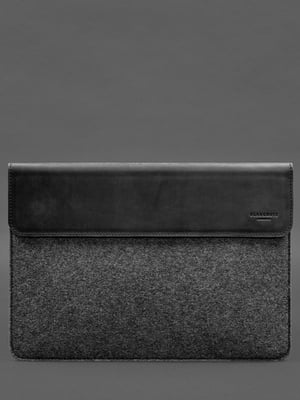 Чохол-конверт із клапаном шкіра+фетр для MacBook 15" чорний  | 6403927