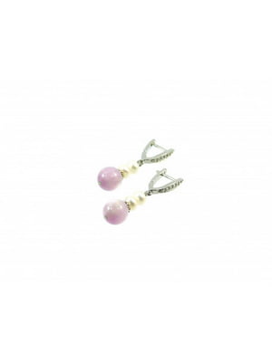 Ексклюзивні сережки "Віолія" з кунцитом, перлами | 6418111
