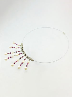 Намисто "Аристократка" з перлин, граней рубіну (10-8-5 мм) | 6418344