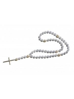 Вервиця для молитви (Аквамарин, Перли овал, срібний хрест) | 6419114
