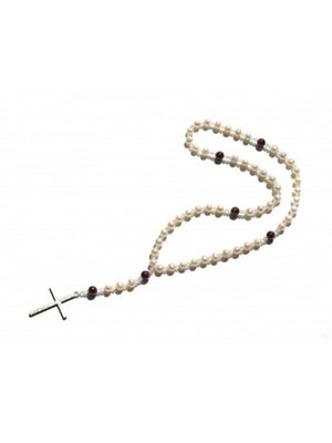 Вервиця для молитви (Перли, Гранат, срібний хрест) | 6419115