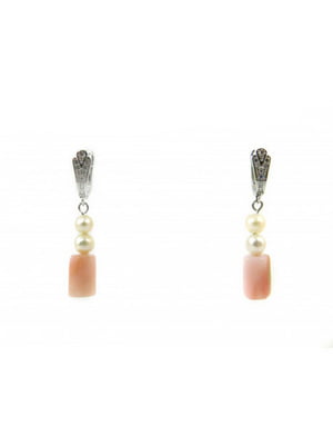 Ексклюзивні сережки "Елена" з опалом, перлами | 6419651