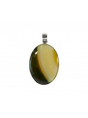 Підвіска з коштовного каміння (агат зелено-жовта, срібло) | 6419845
