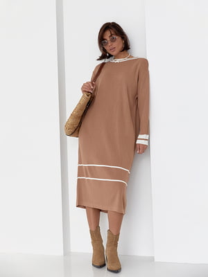 Сукня oversize кавового кольору в рубчик | 6420007