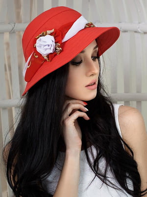 Шляпа «Марсель роза» красная с декором | 6421466