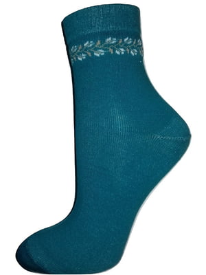 Шкарпетки бірюзового кольору з візерунком | 6425302